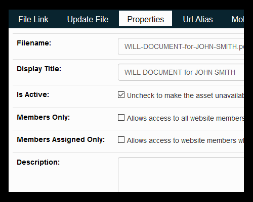 Document Assets Properties
